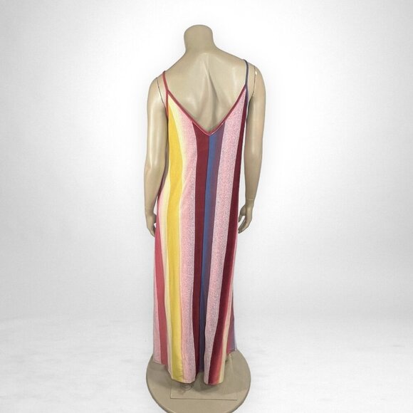 WHITE BIRCH Large Vertical Stripe Color Block Maxi Dress Vacation Oversized - Picture 4 of 7